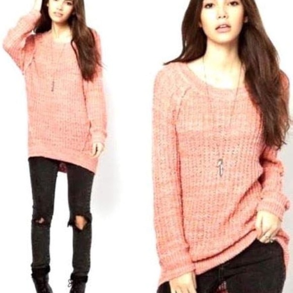 Free People Star Dune Coral Oversized Sweater Size Medium - Picture 2 of 7